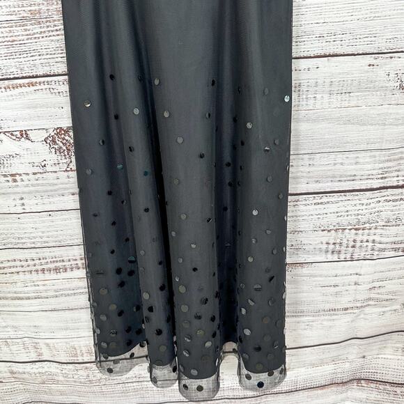 Eliza J Black Tulle and Sequin Spaghetti Strap Dress, EUC, Size 2, MSRP $179 - Picture 4 of 11